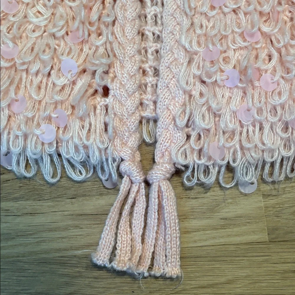 Main Strip Shaggy Lopped Knit & Sequin Pink Textured Cardigan Women’s M - Picture 9 of 13